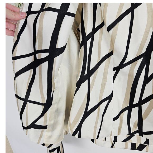 Kasper Petite 6P 2-Piece Blazer Jacket Sleeveless Top Set Beige Black Abstract - Picture 5 of 16